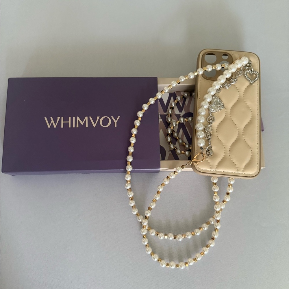 Pearl and Gold Phone Case Necklace